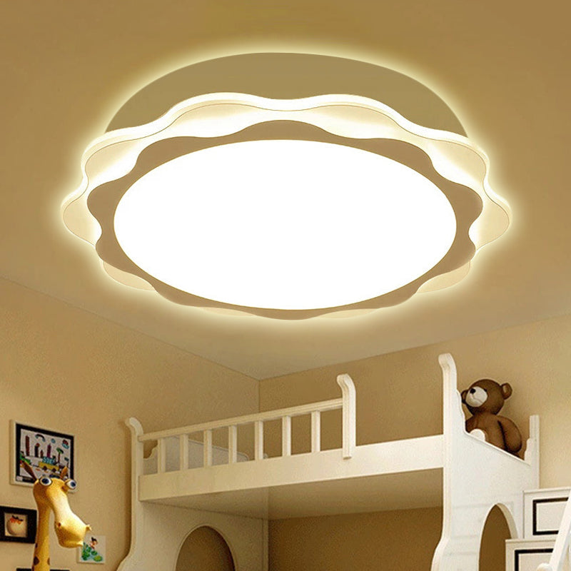 Petite Slim Petal Blossom Flush Led Ceiling Light: Acrylic White Lamp For Kindergarten
