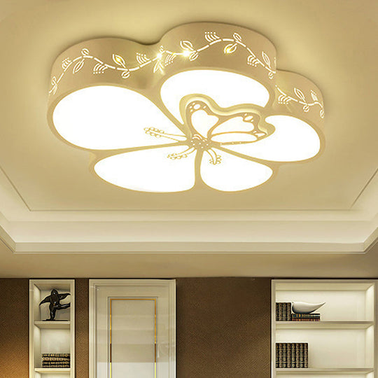 Modern Led Ceiling Light With Butterfly Metal Flush Mount For Girls Bedroom - White / A Third Gear