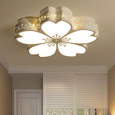 White Etched Petal Metal Ceiling Light For Kids Bedroom Or Bathroom / A