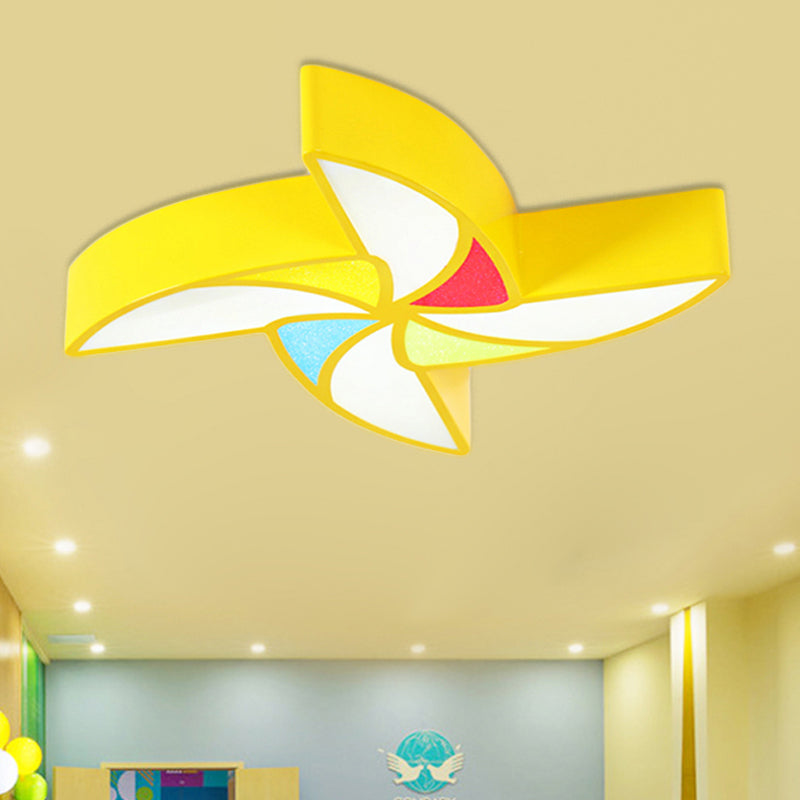 Modern Led Flush Mount Ceiling Light For Child’s Bedroom - Toy Windmill Design