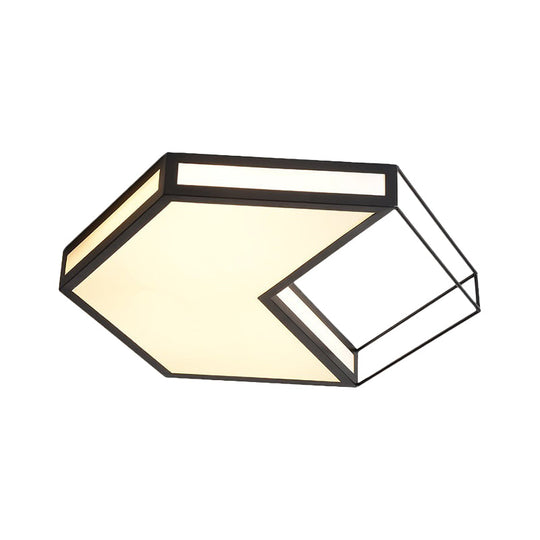 Modern Led Flush Mount Ceiling Light With Hexagon/Square Design – Black/Grey Third Gear