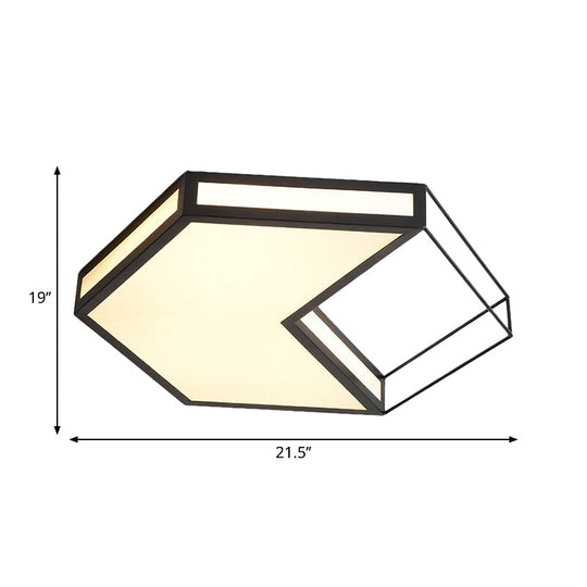 Modern Led Flush Mount Ceiling Light With Hexagon/Square Design – Black/Grey Third Gear