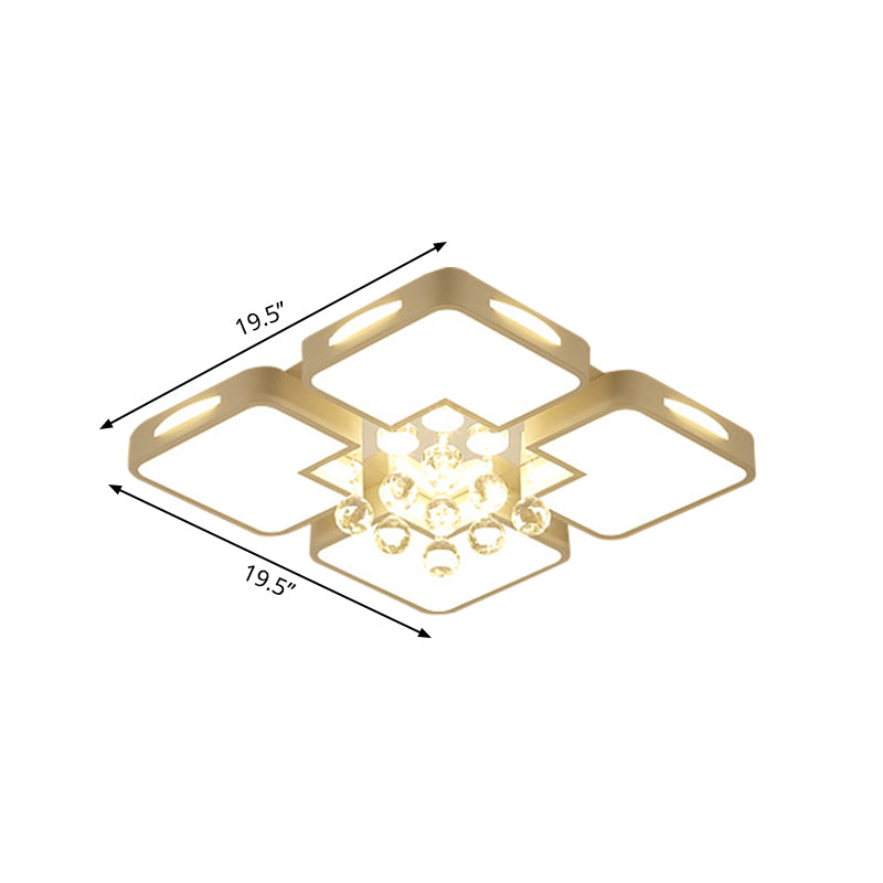 White Square Led Flush Ceiling Light - 16’/19.5’/23.5’ Width Contemporary Design Warm/White