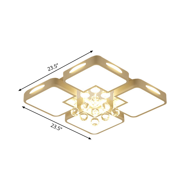 White Square Led Flush Ceiling Light - 16’/19.5’/23.5’ Width Contemporary Design Warm/White