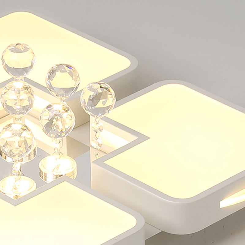 White Square Led Flush Ceiling Light - 16’/19.5’/23.5’ Width Contemporary Design Warm/White