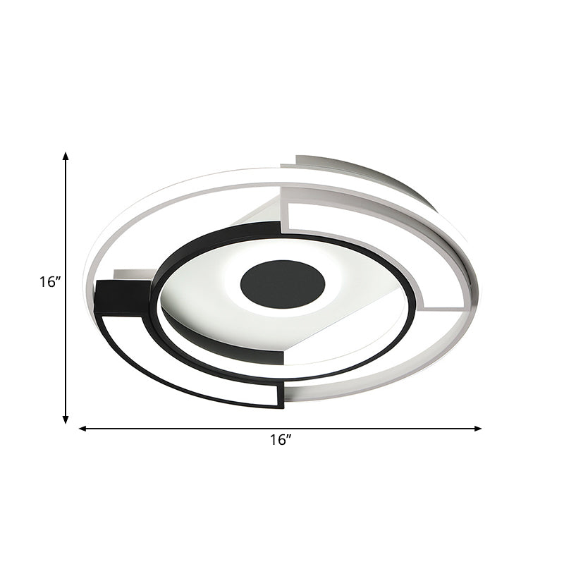 Contemporary Black/White Led Surface Mount Ceiling Lights Metal & Acrylic 16’/19.5’ Diameter -