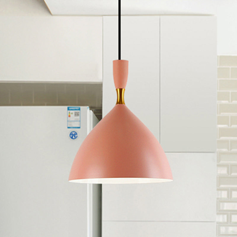 Macaron Loft One-Head Suspended Light For Restaurant Cloth Shop With Funnel Pendant In Aluminum