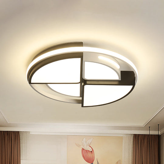 Modern Fan - Shaped Led Flush Mount Ceiling Light With Metal And Acrylic Shade - 16/19.5 Black -