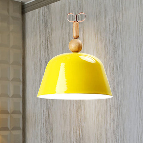 Bright-Colored Nordic Pendant Lamp - Single Head Metallic Ceiling Lighting In Blue/Pink/Red/Yellow