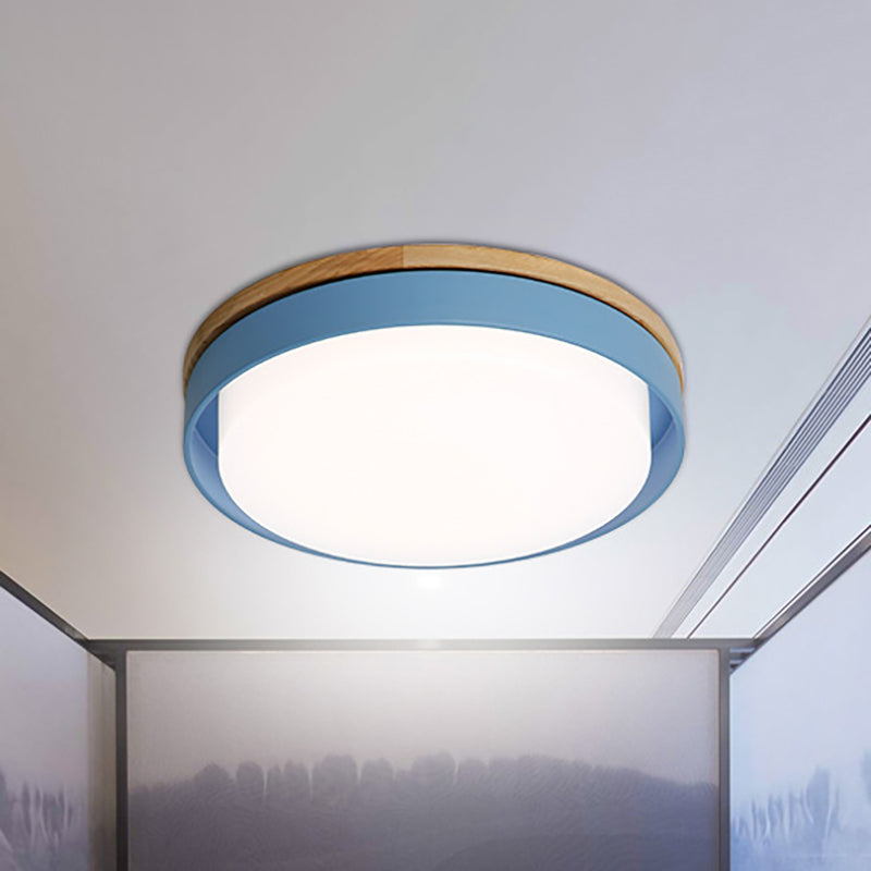 Nordic Macaron Metal Led Ceiling Flushmount - Blue/White/Yellow Acrylic Shade 12/18.5 Wide Blue / 12