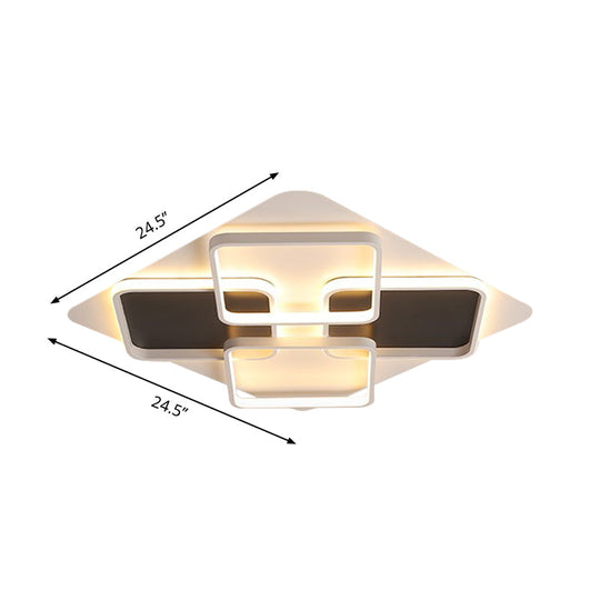 Contemporary Metal Led Multi Square Flush Mount Light In Black/White Warm/White Sizes: