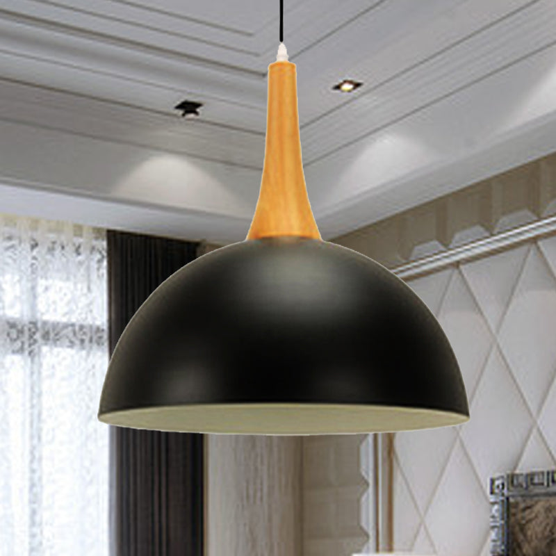Modern Metal Hanging Lamp - Stylish Black/White Dome Light For Meeting Rooms And Markets