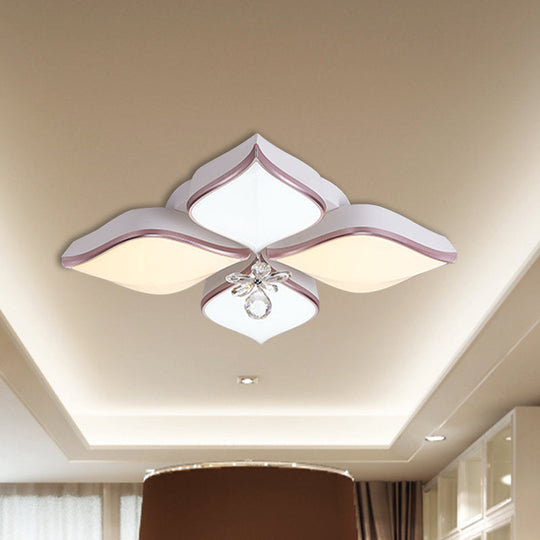 Modern 24.5’/25.5’ Flush Mount Led Light With Clear Crystal Accent In Warm/White Petal Design