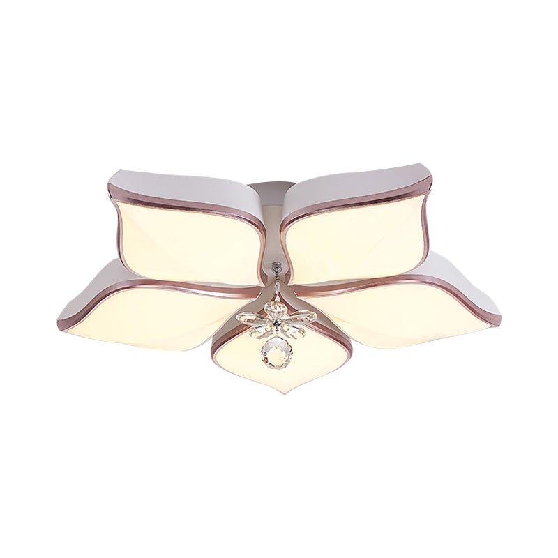 Modern 24.5’/25.5’ Flush Mount Led Light With Clear Crystal Accent In Warm/White Petal Design