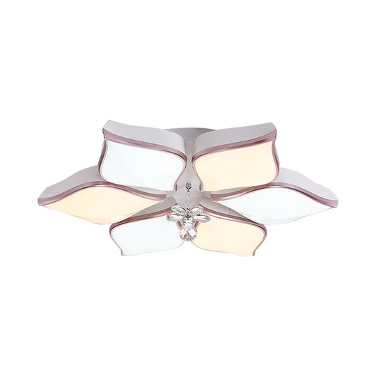 Modern 24.5’/25.5’ Flush Mount Led Light With Clear Crystal Accent In Warm/White Petal Design