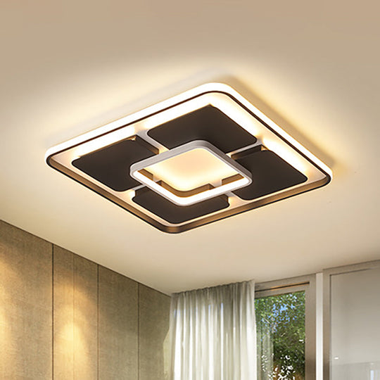Nordic Style Led Flush Mount Ceiling Light In Black And White - 18’/23.5’/35.5’ W