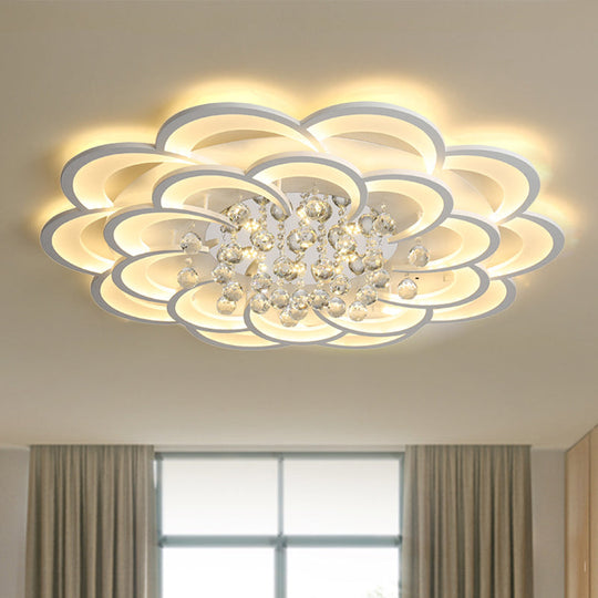 Modern Floral Iron Flush Mount Led Ceiling Light In Warm/White - 20.5/27/31.5 W White Fixture / 20.5