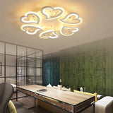 White Heart Shape Led Acrylic Ceiling Lamp - Modern Semi Flush Light With Crystal Accent