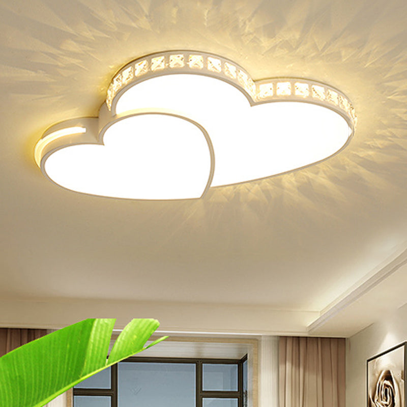 Heart Shaped Crystal Led Ceiling Flush Light Fixture - 20.5/24.5 Wide Warm/White White Mount / 20.5