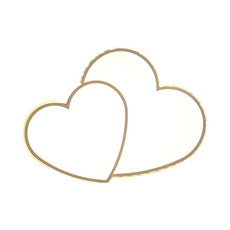 Heart Shaped Crystal Led Ceiling Flush Light Fixture - 20.5’/24.5’ Wide Warm/White White Mount