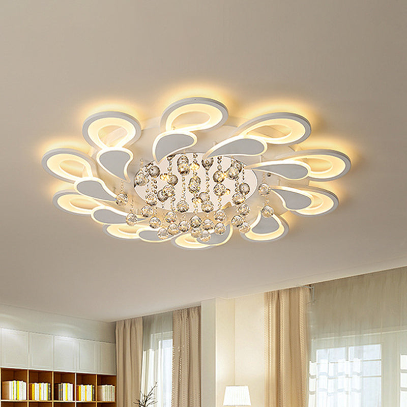 White Windmill Flush Lamp Led Acrylic Ceiling Fixture With Crystal Drop - 27’/31.5’ Modernist