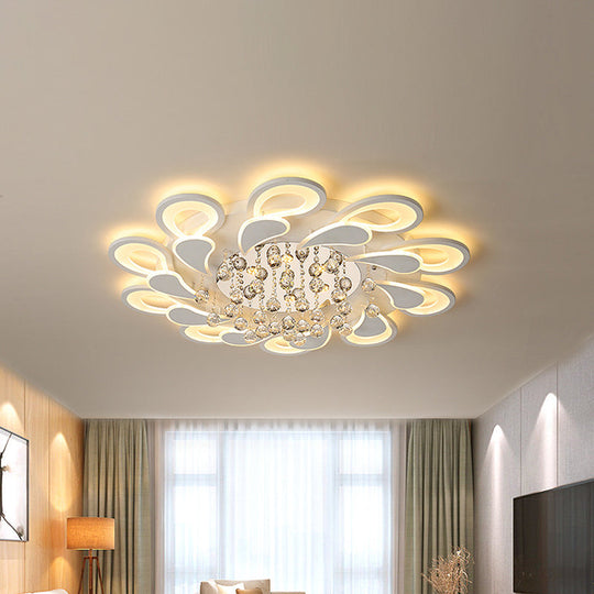 White Windmill Flush Lamp Led Acrylic Ceiling Fixture With Crystal Drop - 27’/31.5’ Modernist