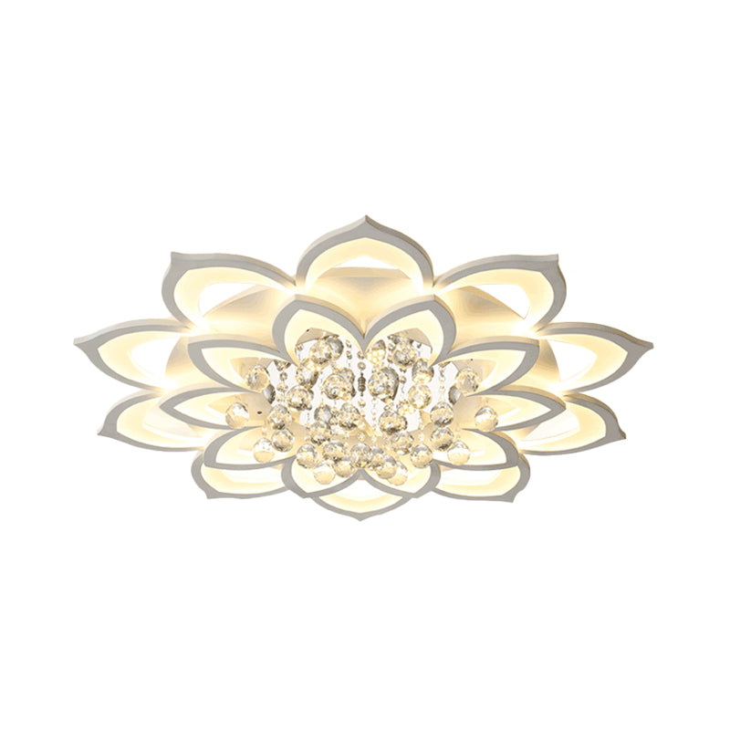 Contemporary Led Acrylic Flushmount Ceiling Light With Crystal Drop In Warm/White - 27’/31.5’ W