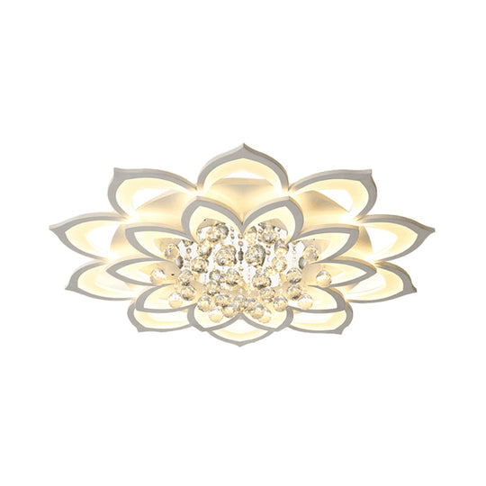 Contemporary Led Acrylic Flushmount Ceiling Light With Crystal Drop In Warm/White - 27/31.5 W