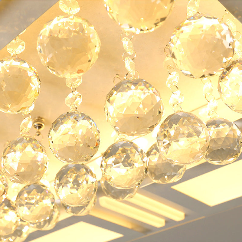 20.5’/35.5’ Wide Crystal Square/Rectangle Led Flush Ceiling Light Fixture (Warm/White)