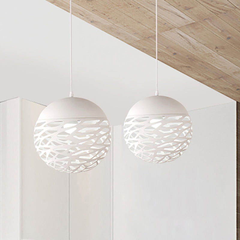 Contemporary Metallic Hollow Globe Pendant Light For Dining Tables - 1-Light