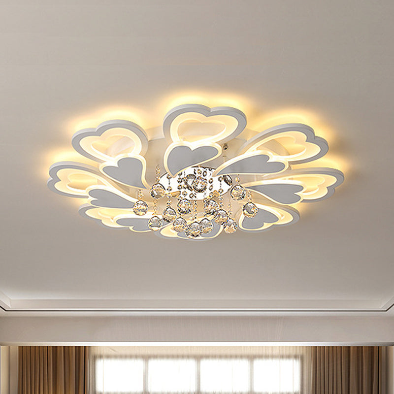Loving-Heart Led Flush Light In Warm/White - Contemporary Acrylic Design 27’/31.5’ Wide White /