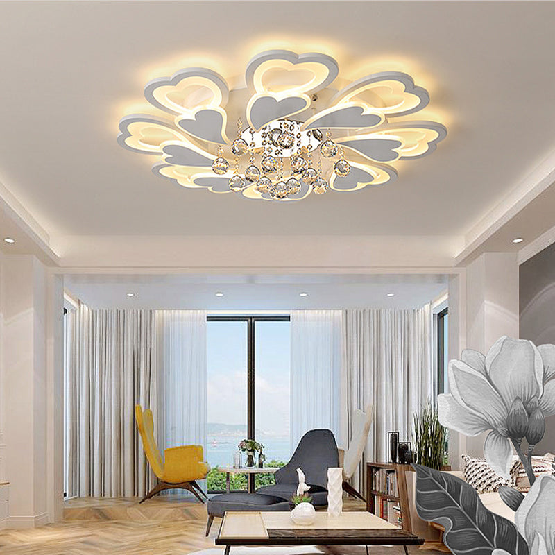 Loving-Heart Led Flush Light In Warm/White - Contemporary Acrylic Design 27’/31.5’ Wide