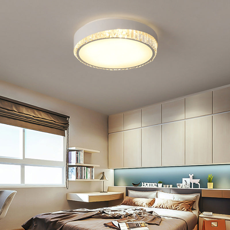 Nordic Led Acrylic Flush Mount Light With Crystal Deco - Clear/Warm/White 16.5’/20.5’ Diameter