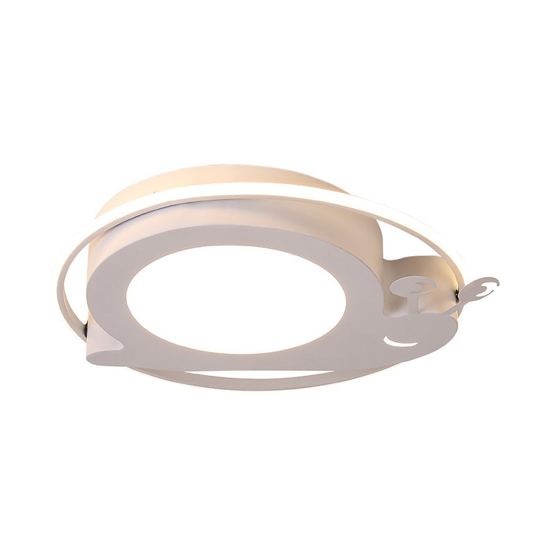 Snail Baby Room Animal Led Ceiling Lamp With Metallic Flush Circle Design