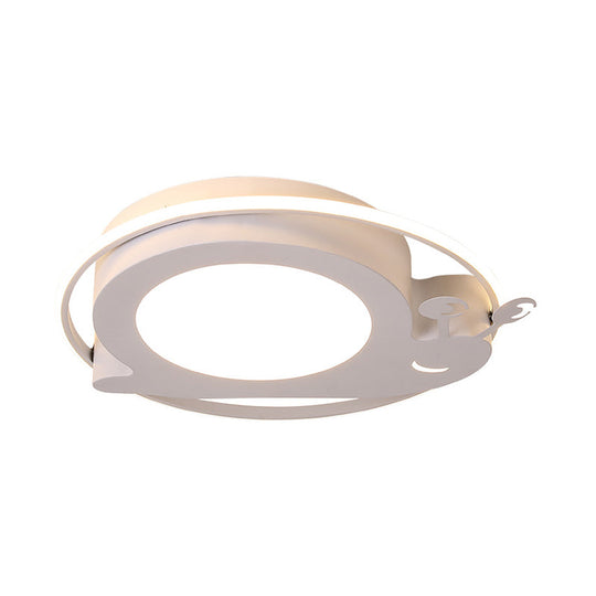 Snail Baby Room Animal Led Ceiling Lamp With Metallic Flush Circle Design