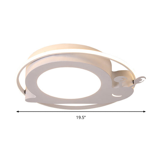 Snail Baby Room Animal Led Ceiling Lamp With Metallic Flush Circle Design