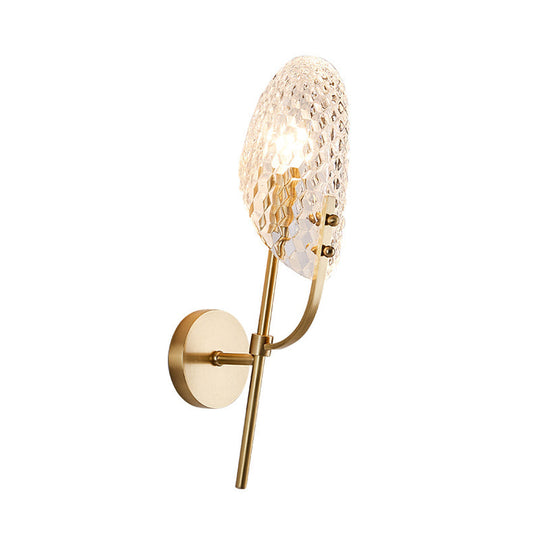 Modern Crystal Beveled Shade Wall Sconce Light - Elegant Brass 1-Light Fixture For Hallway