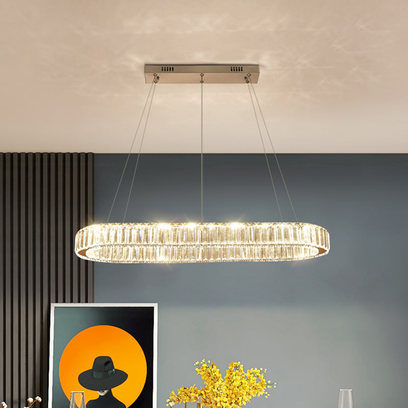 Led Crystal Pendant Light For Restaurant With Stainless Steel Island Design