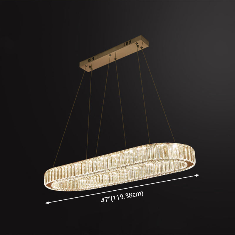 Led Crystal Pendant Light For Restaurant With Stainless Steel Island Design