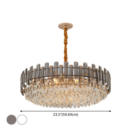 Contemporary Crystal Chandelier Pendant - Rose Gold Tier Suspended Lighting