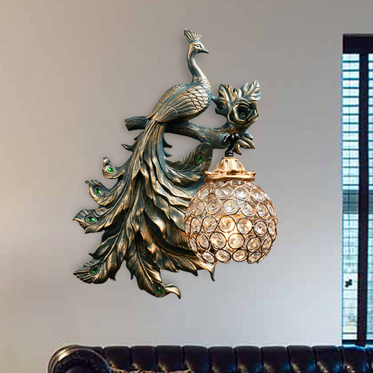 Vintage Bronze Wall Sconce With Phenix Resin Design - Perfect For Living Room