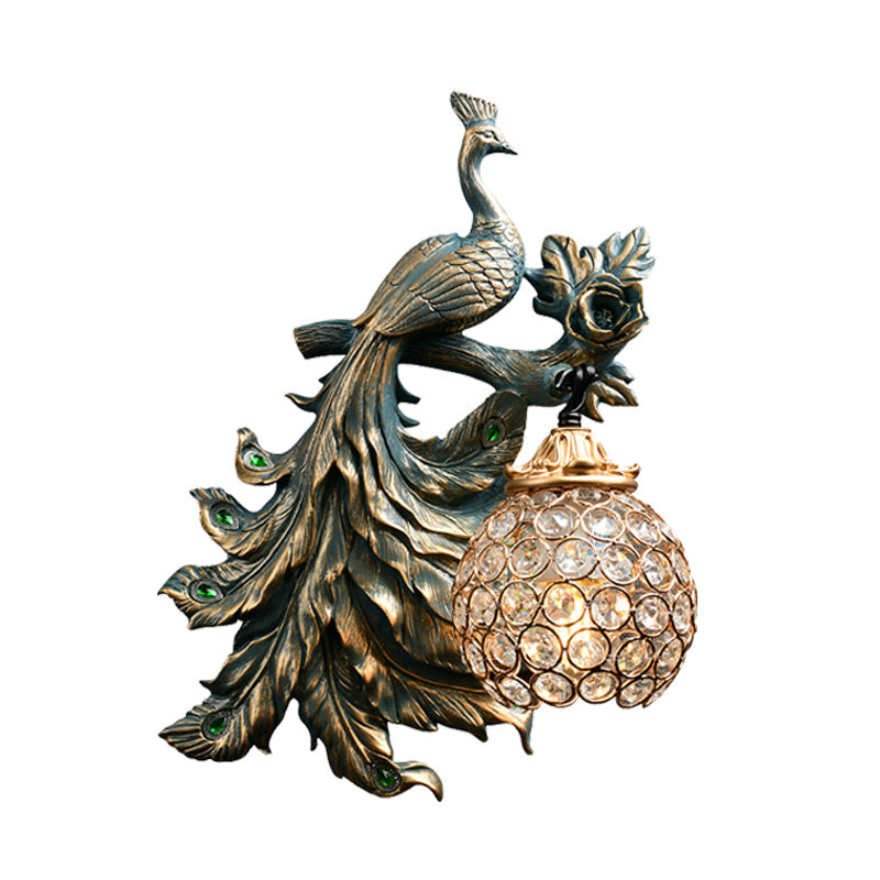 Vintage Bronze Wall Sconce With Phenix Resin Design - Perfect For Living Room