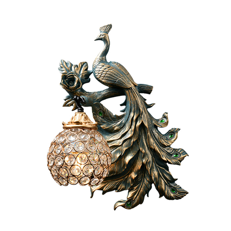 Vintage Bronze Wall Sconce With Phenix Resin Design - Perfect For Living Room