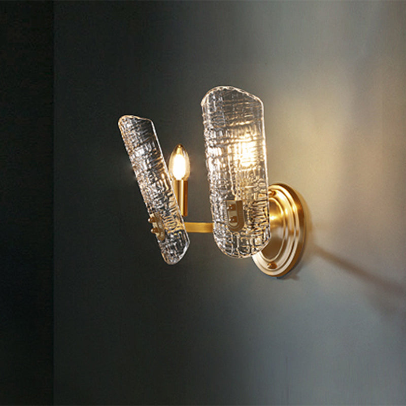 Prism Crystal Wall Sconce With 1/2 Lights - Brass Mount For Corridors