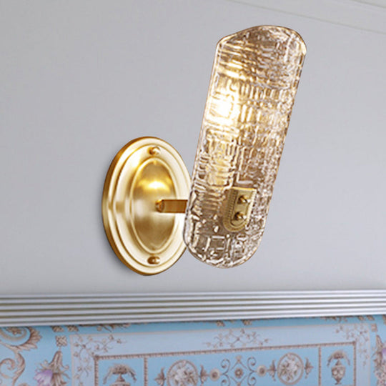 Prism Crystal Wall Sconce With 1/2 Lights - Brass Mount For Corridors