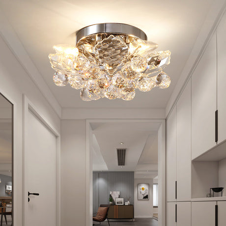 Minimal Gold/Silver Bedroom Flush Ceiling Light With Irregular Crystal Shade - Set Of 4