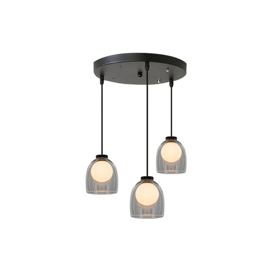 Modern Glass Pendant Lamp For Dining Room Table - Bell Hanging Light Fixture 3 / Clear