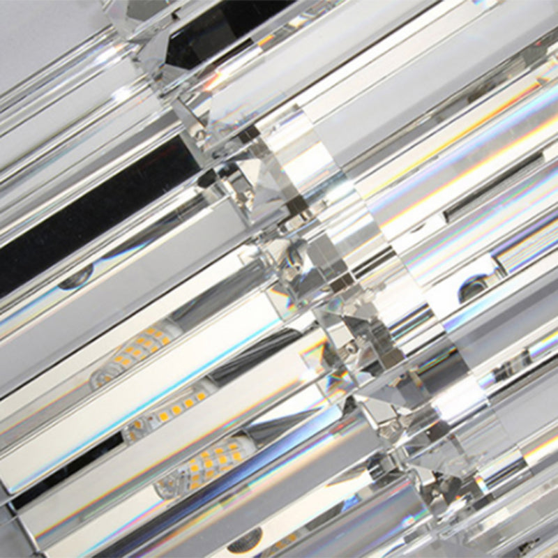 Contemporary Wall Mounted Crystal Cylinder Sconce Light - 3 Silver Lights