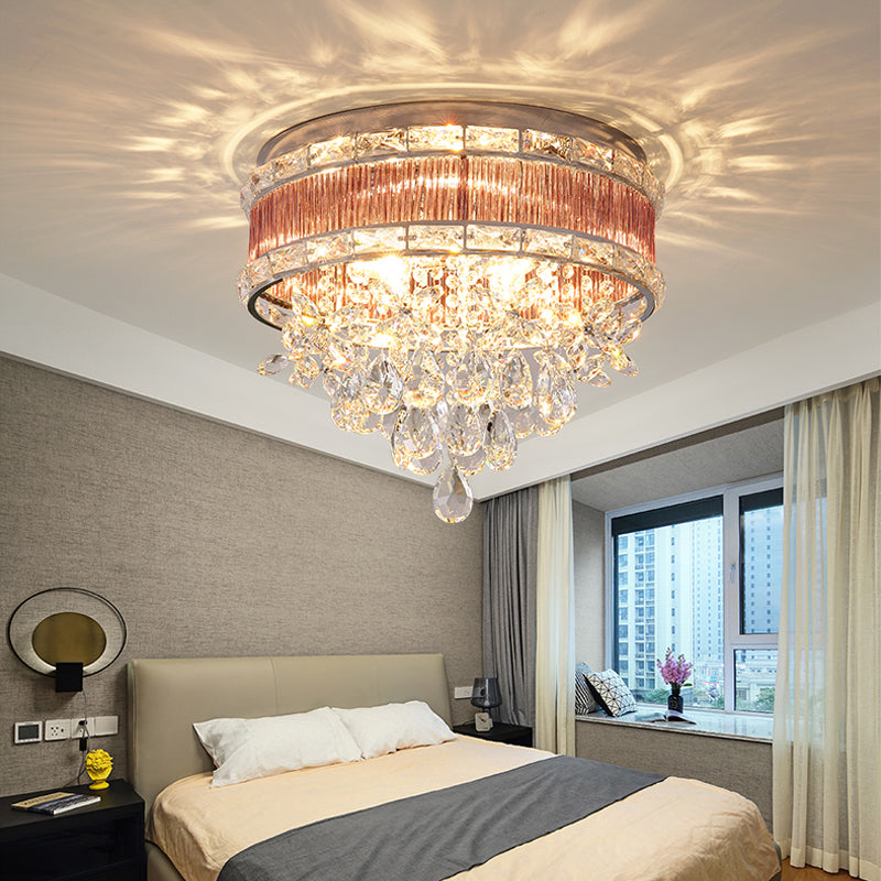 Modernist 6 - Light Crystal Teardrop Ceiling Light - 17’/20’ Wide Flush Lamp Fixture