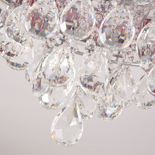 Modernist 6 - Light Crystal Teardrop Ceiling Light - 17’/20’ Wide Flush Lamp Fixture